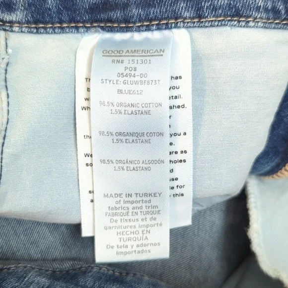 Good American Fringe High Rise Skinny Jeans Blue 10/30 distressed streetwear - Picture 10 of 11